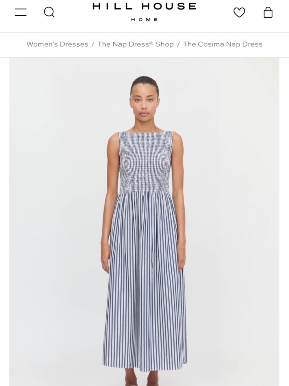 Hill House Navy and White Striped Smocked Maxi Dress